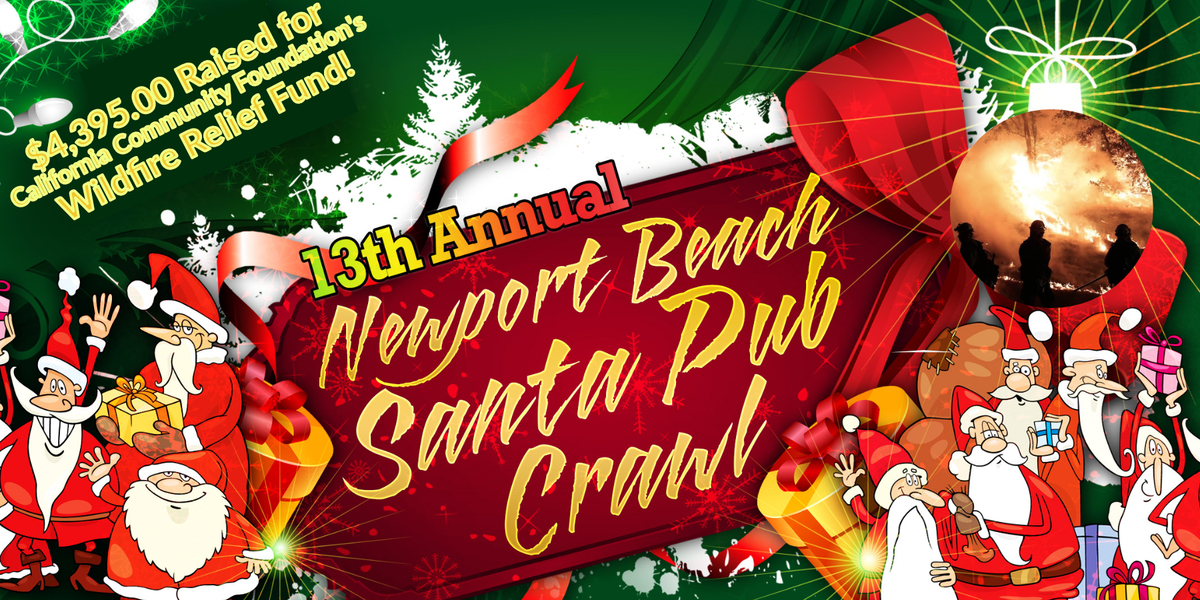 Newport Beach Santa Pub Crawl 2018 Banner